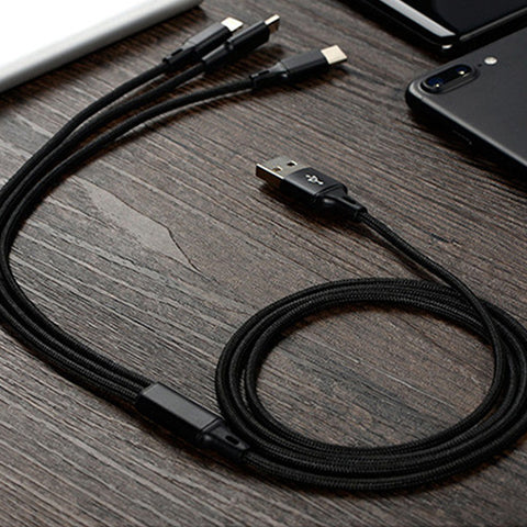 3-Way Braided USB Cable (for iPhone and Samsung)
